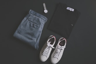 pair of white low-top sneakers