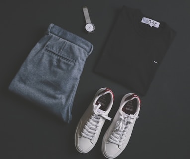 pair of white low-top sneakers