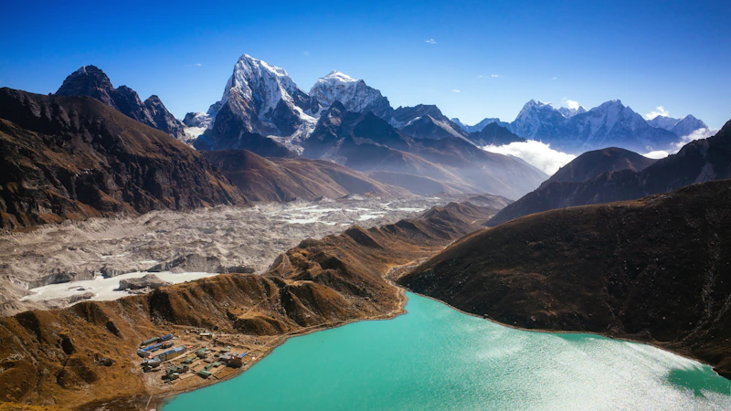 Gangapurna Lake turquoise glacial water Manang Nepal