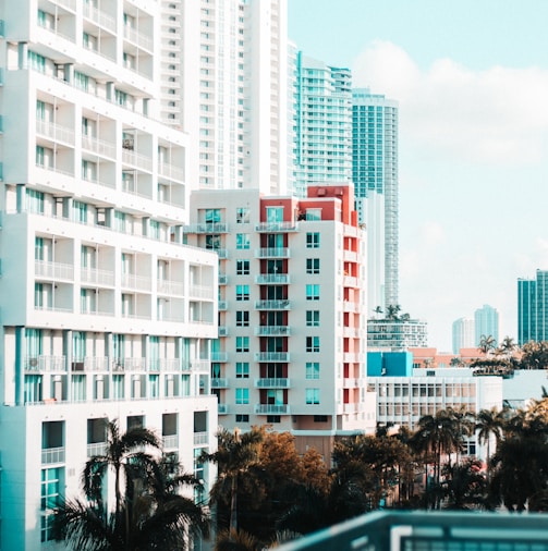 white painted buildings