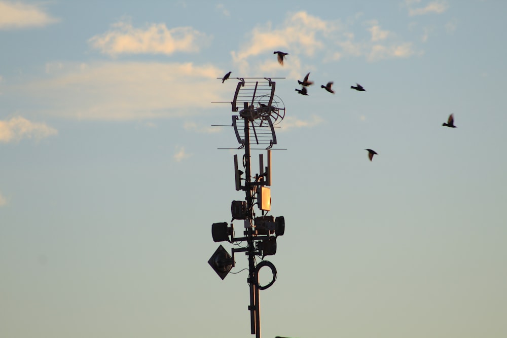 black transmission tower