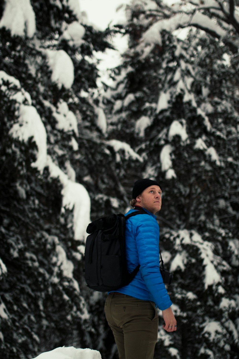 man standing near mountain