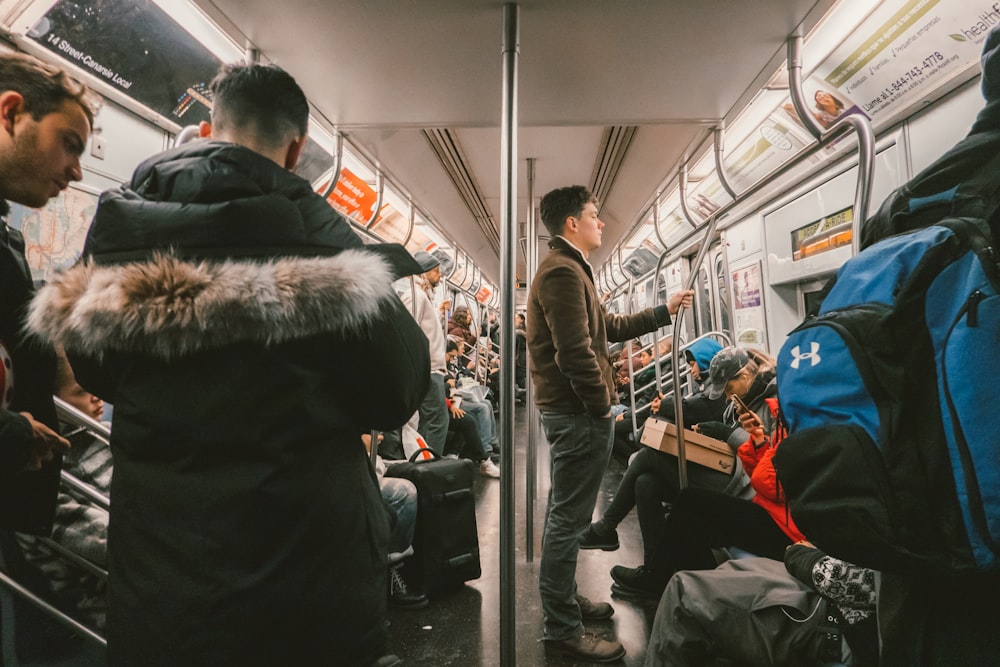 man riding train