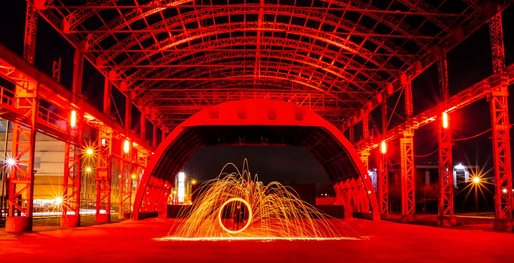 steel wool photography of metal structure