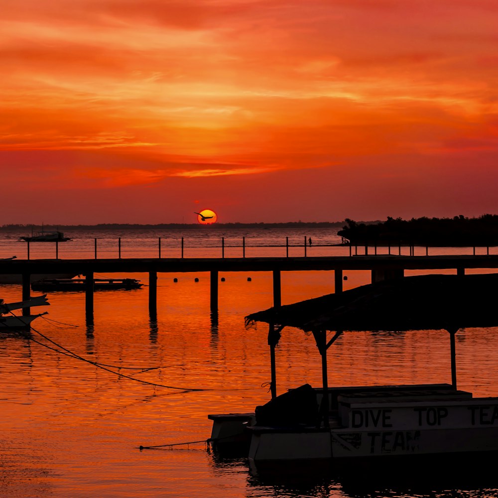 silhouette of bridge at sunset