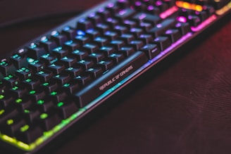 black computer mechanical keyboard with LED