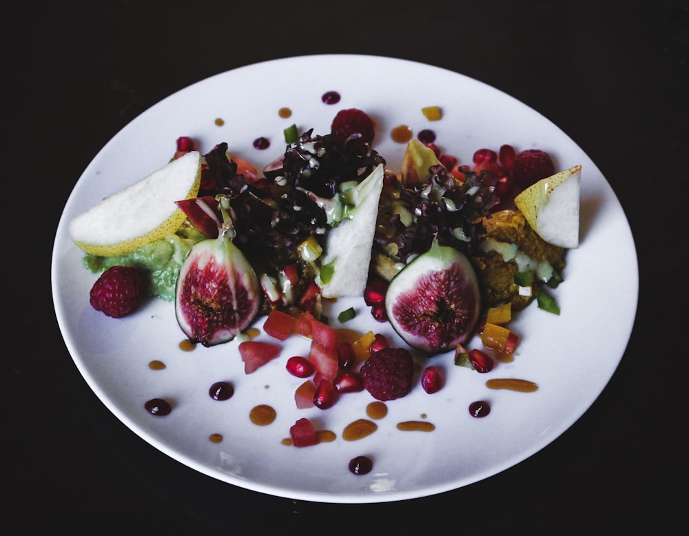 fruit slices on white ceramic plate