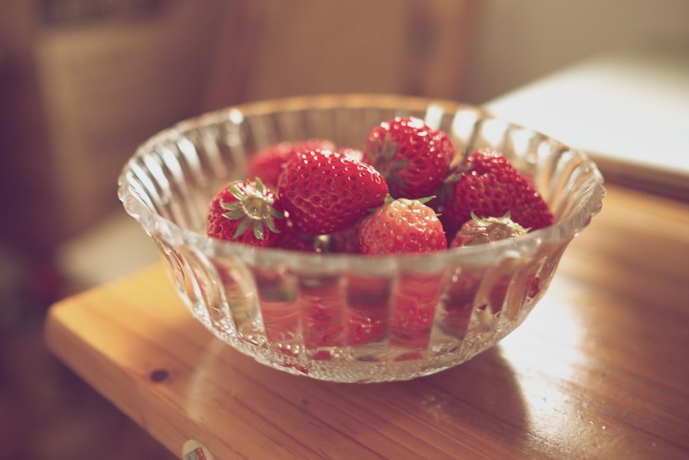 bowl of strawberries on table