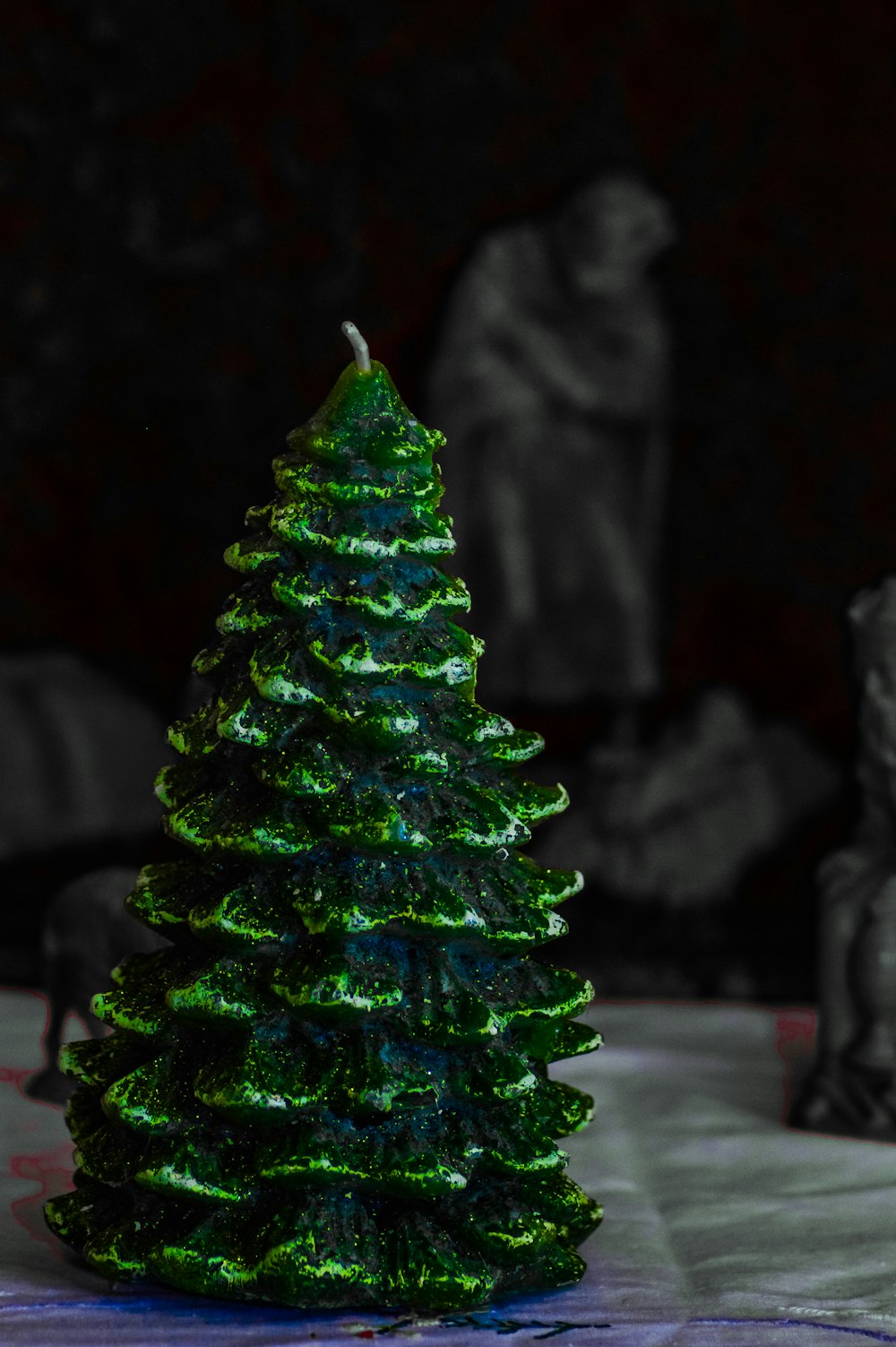 green Christmas tree candle