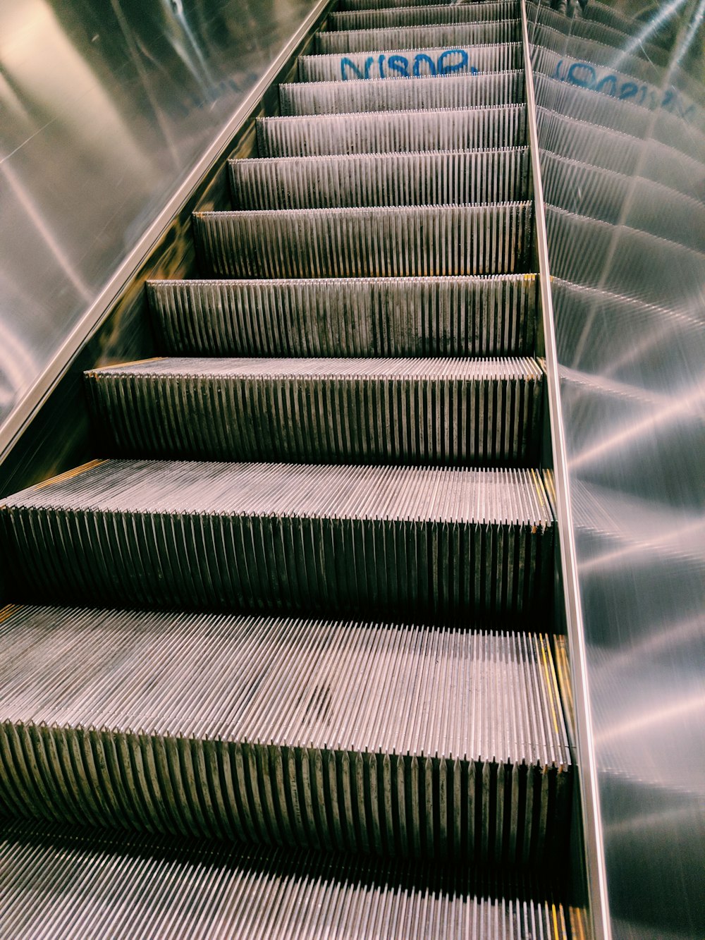 empty escalator inside building