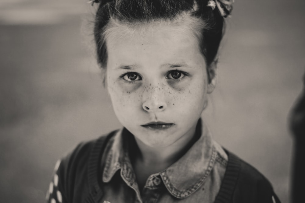 grayscale photo of girl