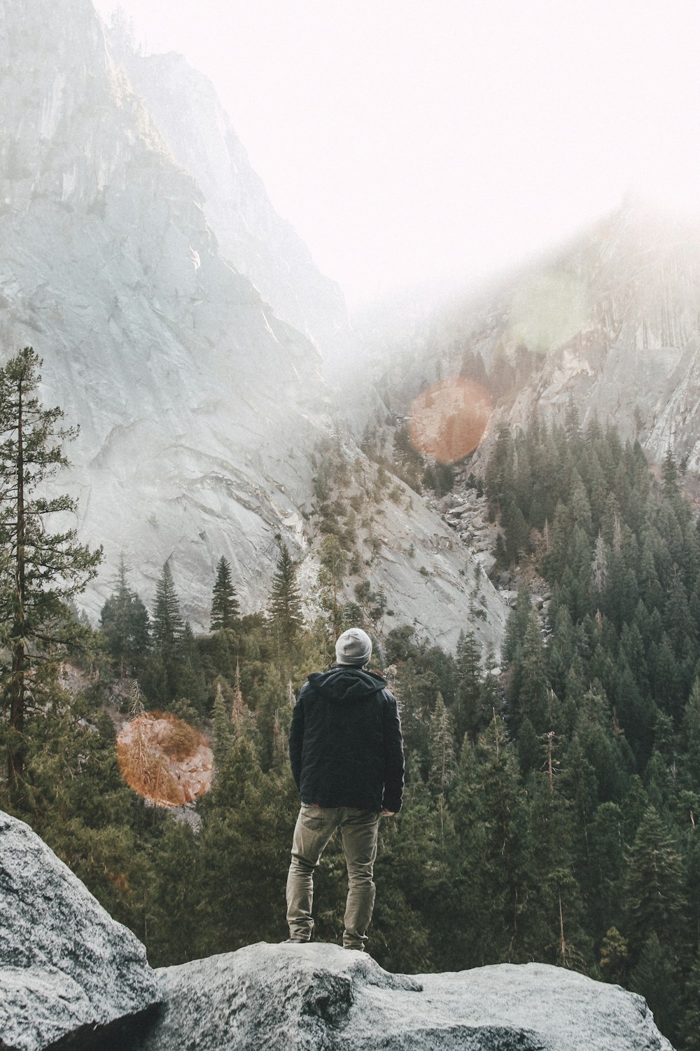 man standing near green leaf trees