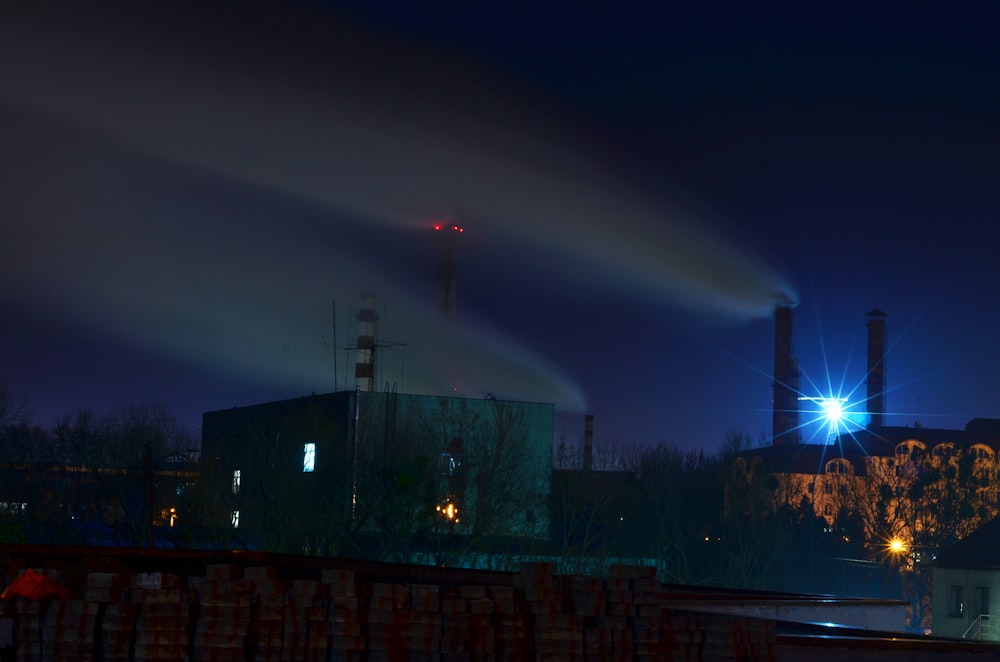 lighted lighthouse at night