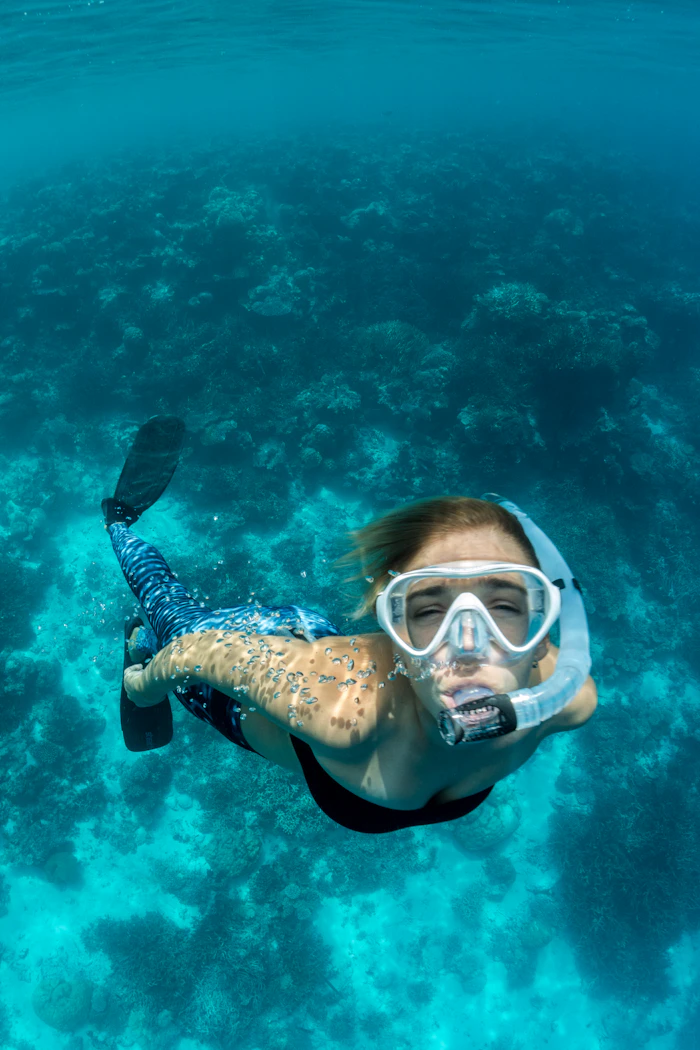 Snorkelling the house reef, Maldives