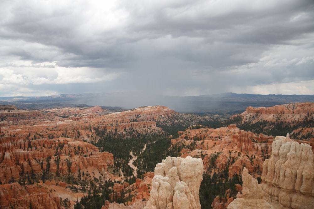 Arches National Park under cloudy sky