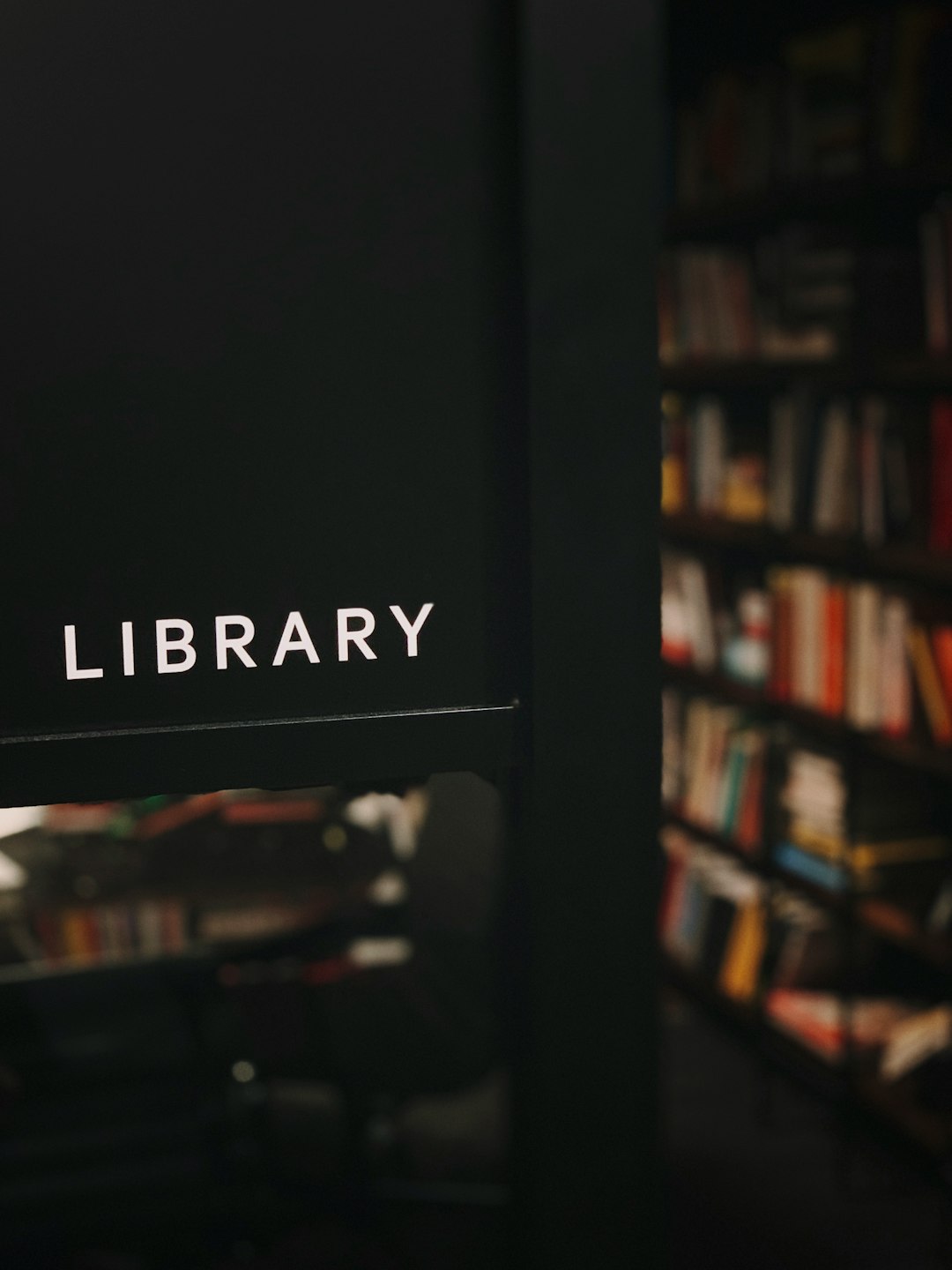 Library wooden sign