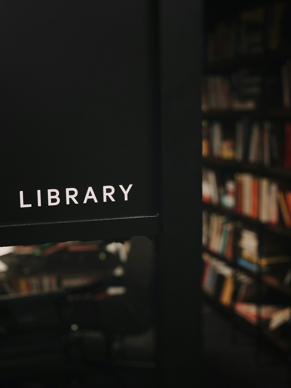 Library wooden sign