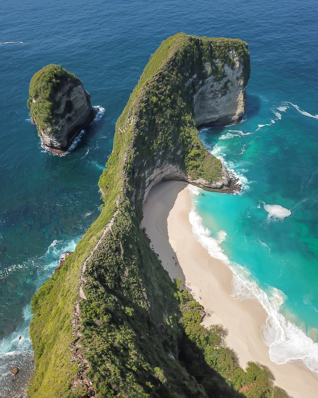 top view of island in middle of ocean