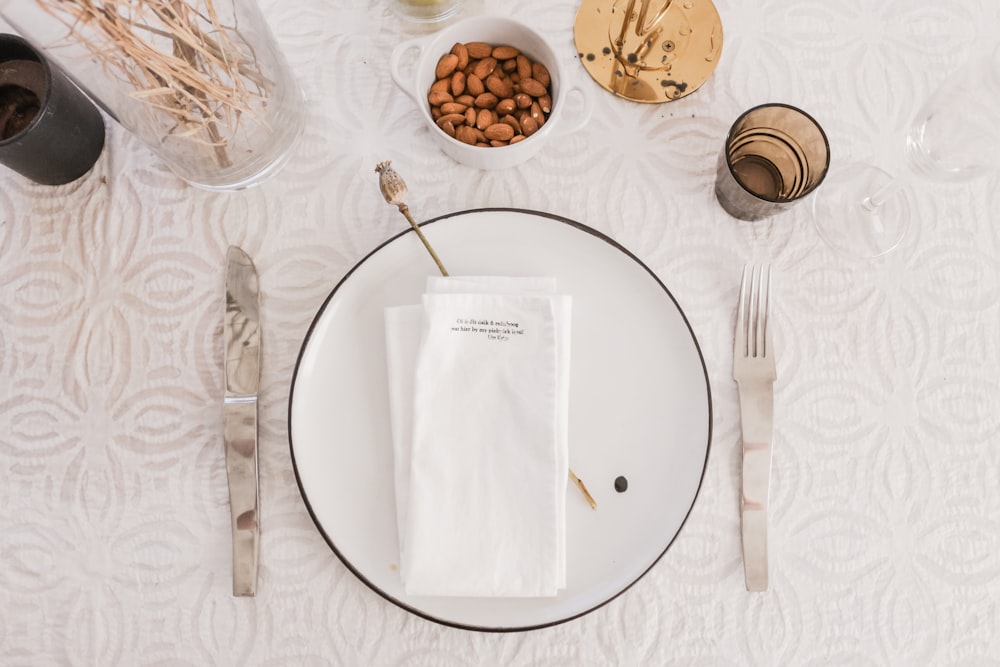 aerial photography of plate on table