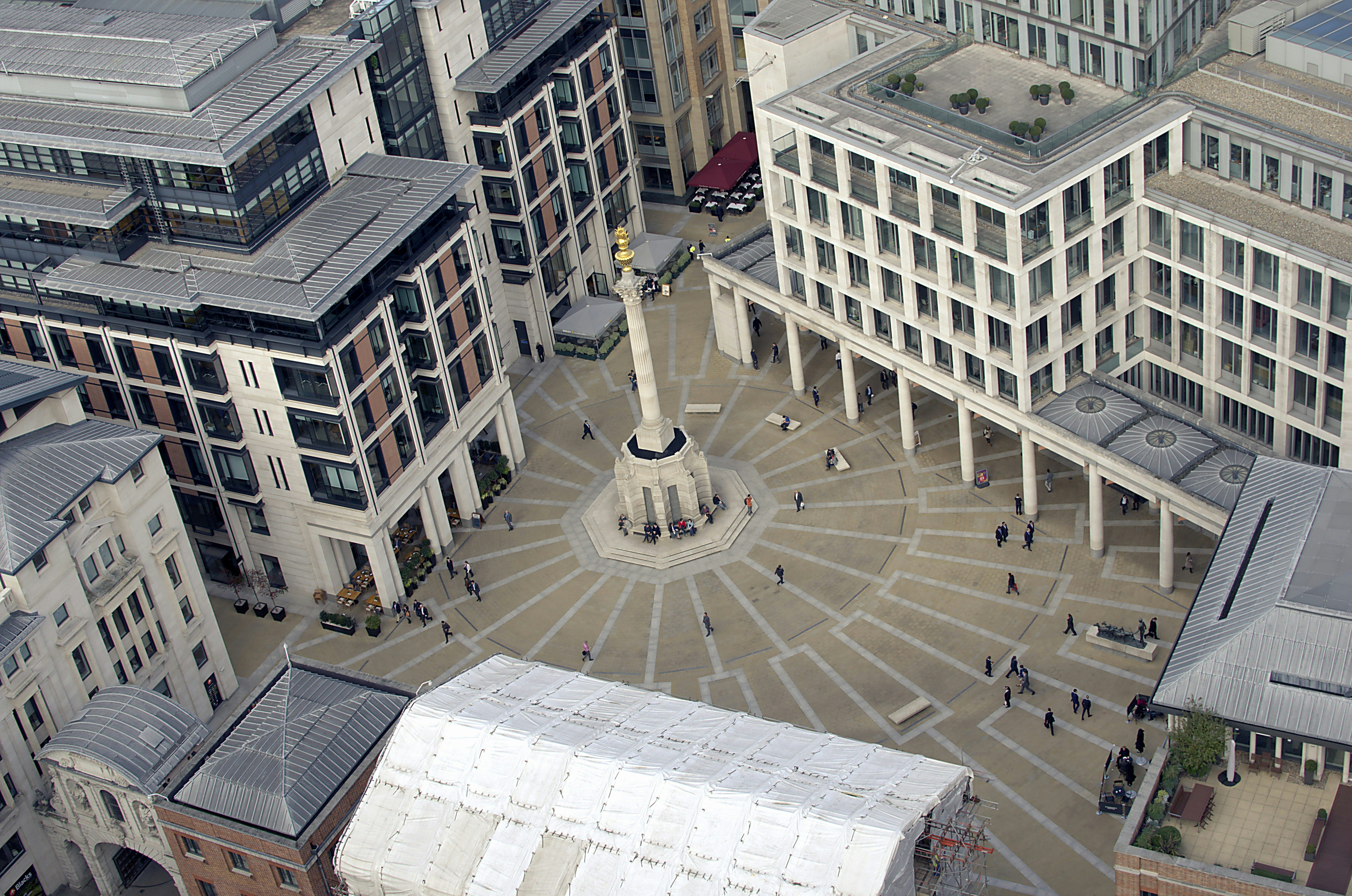 aerial view of city buildings