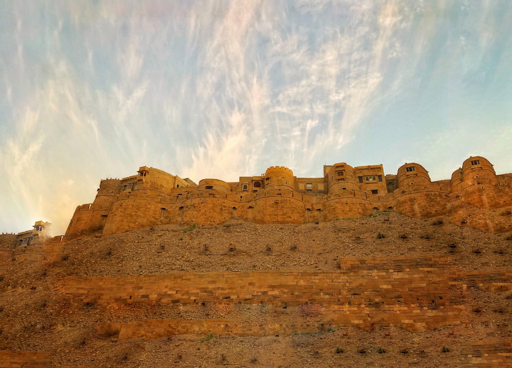 brown stone castle in low angle photo