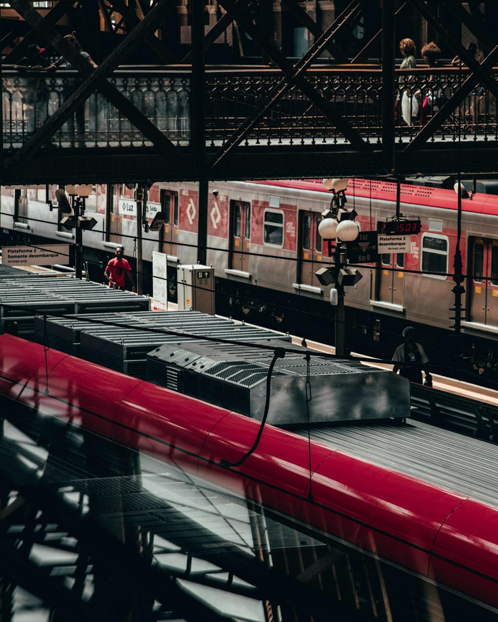 people along train station