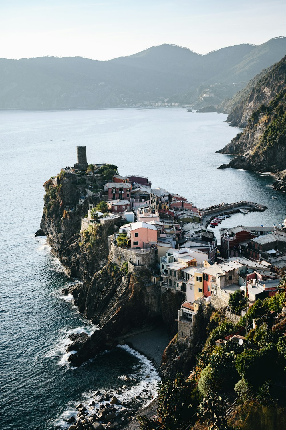 aerial view photography of village on cliff