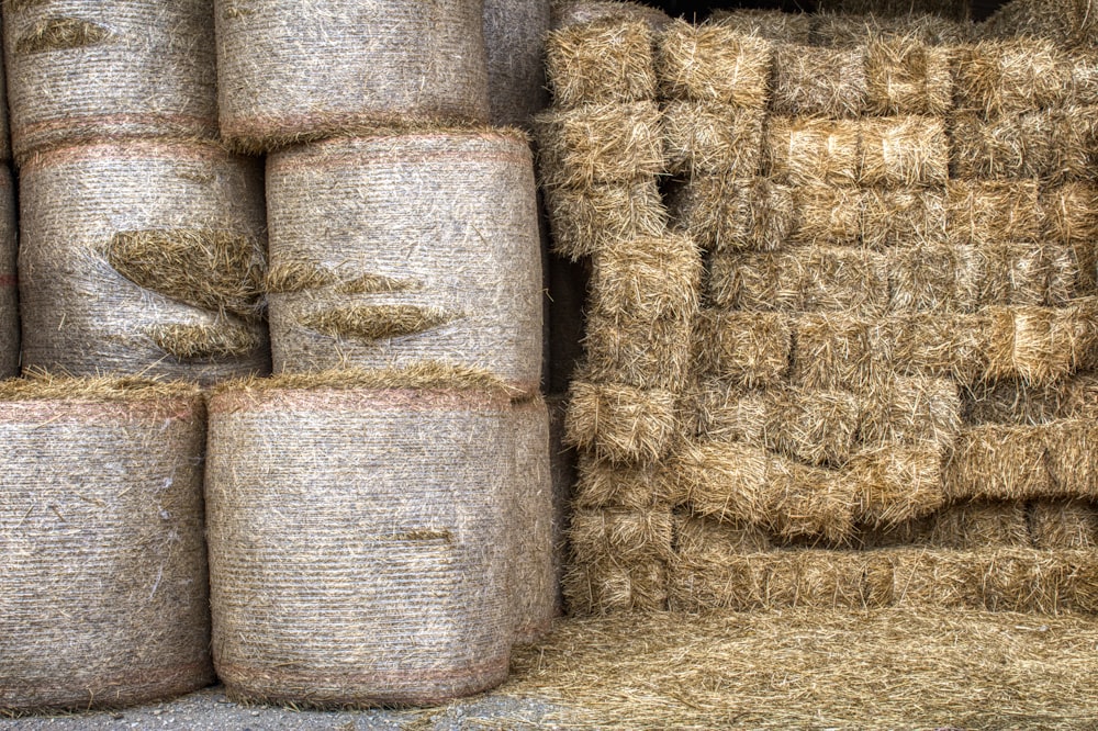 brown hay stack lot