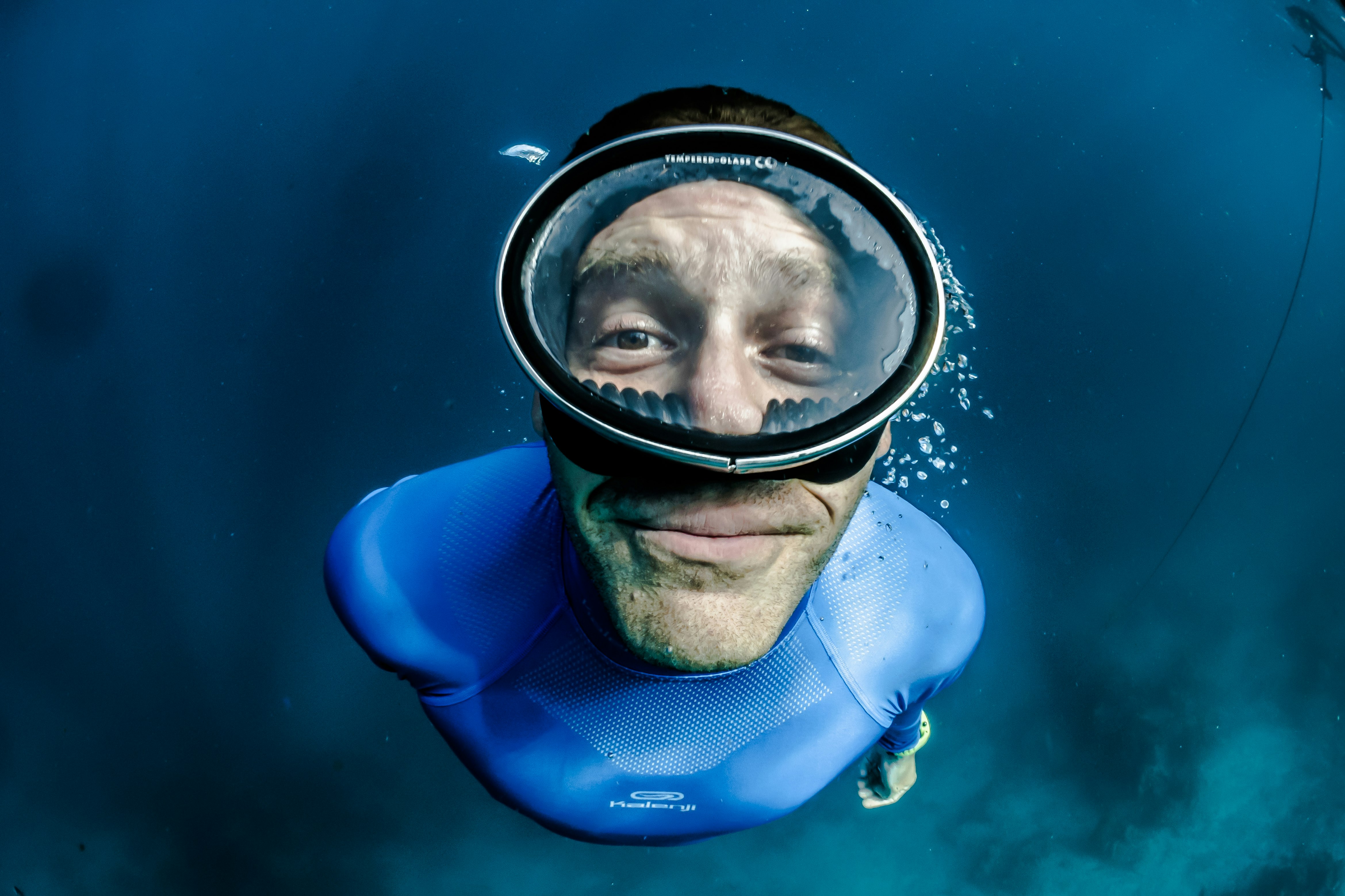 underwater photography of man