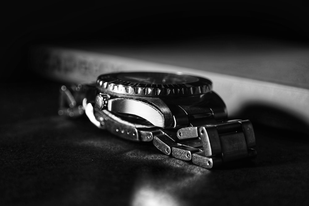 grayscale photo of watch