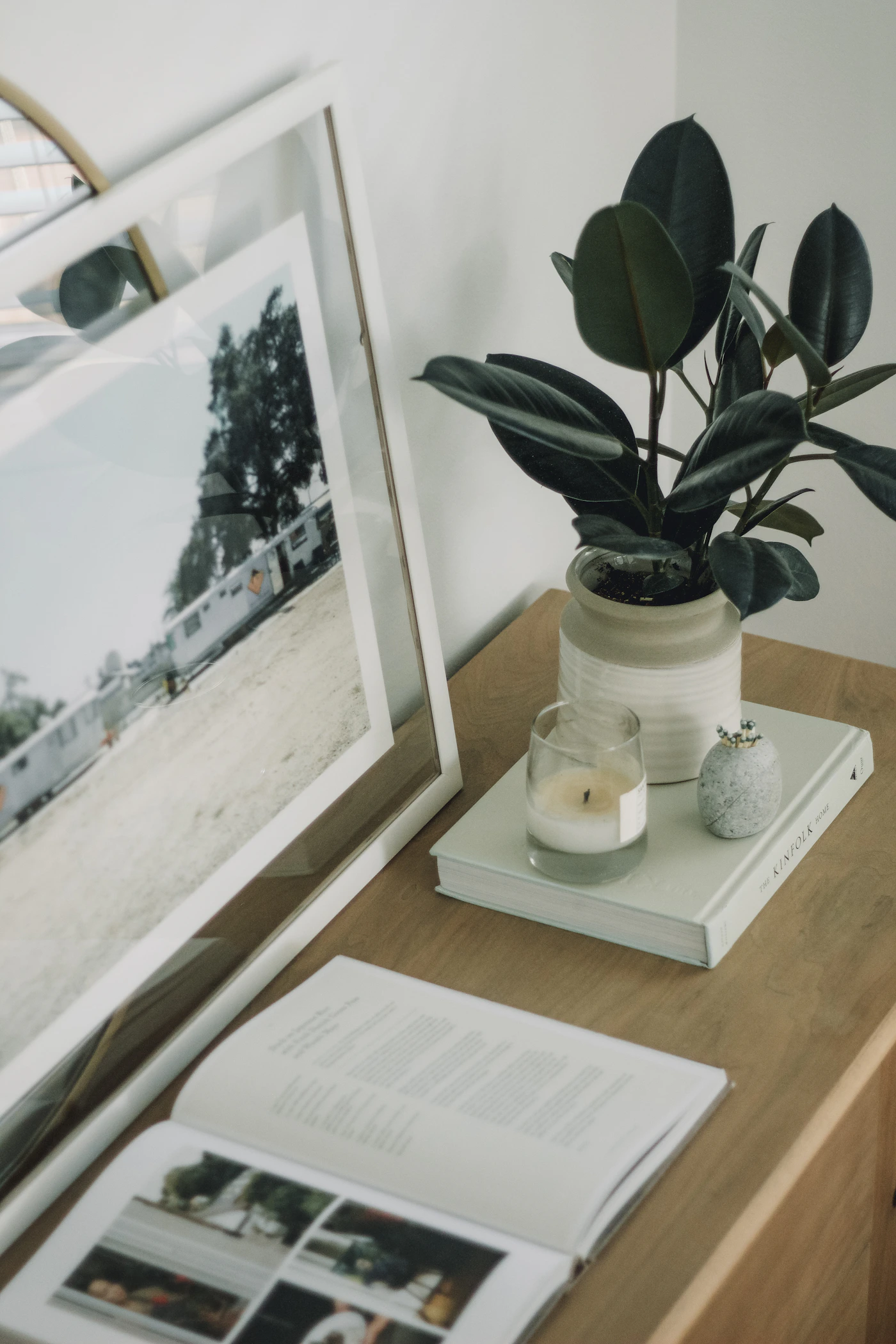 Minimal contemporary home interior with natural greenery