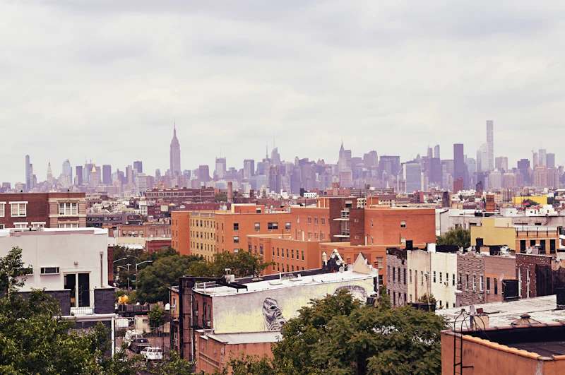 Aerial view of modern high-rise buildings in the Queens New York area