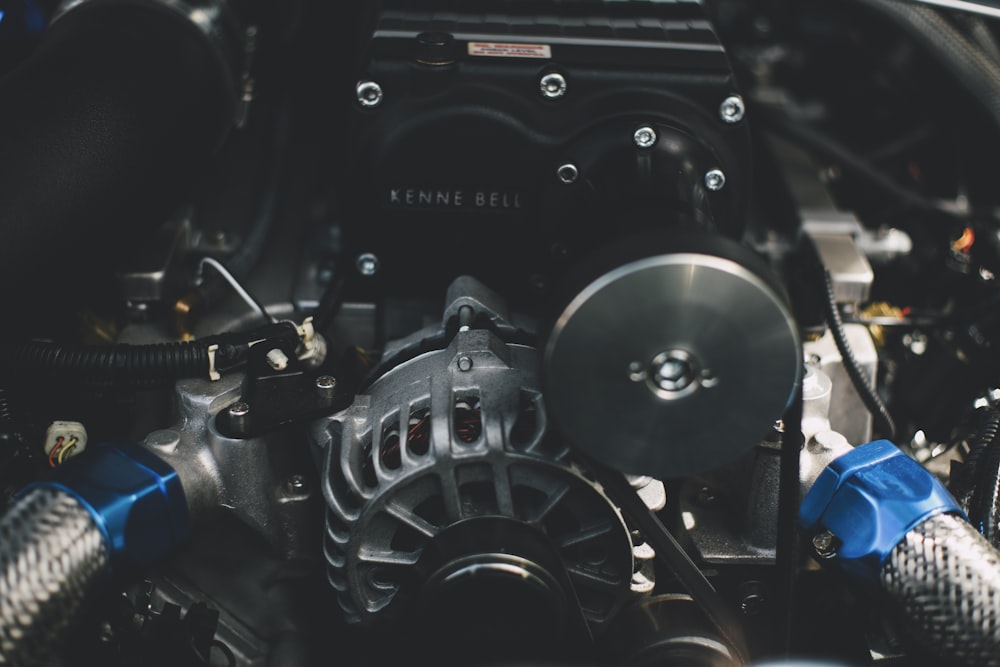 close-up photography of vehicle engine