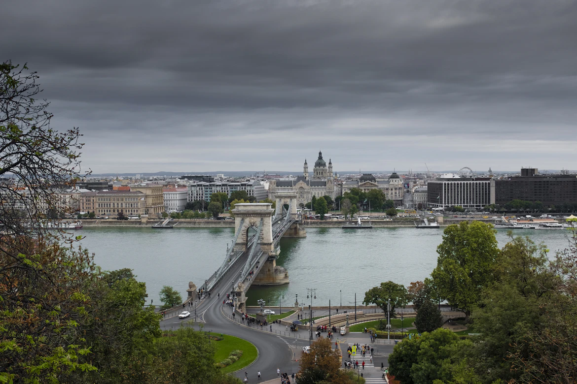 Budapest Chain Bridge and Skyline