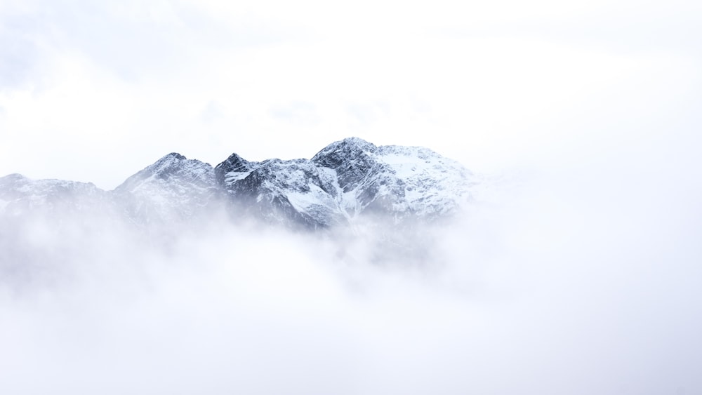 snow mountain with clouds