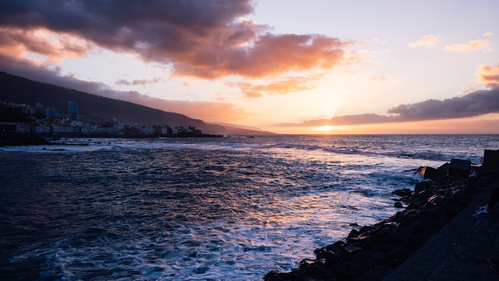 wavy ocean during golden hour