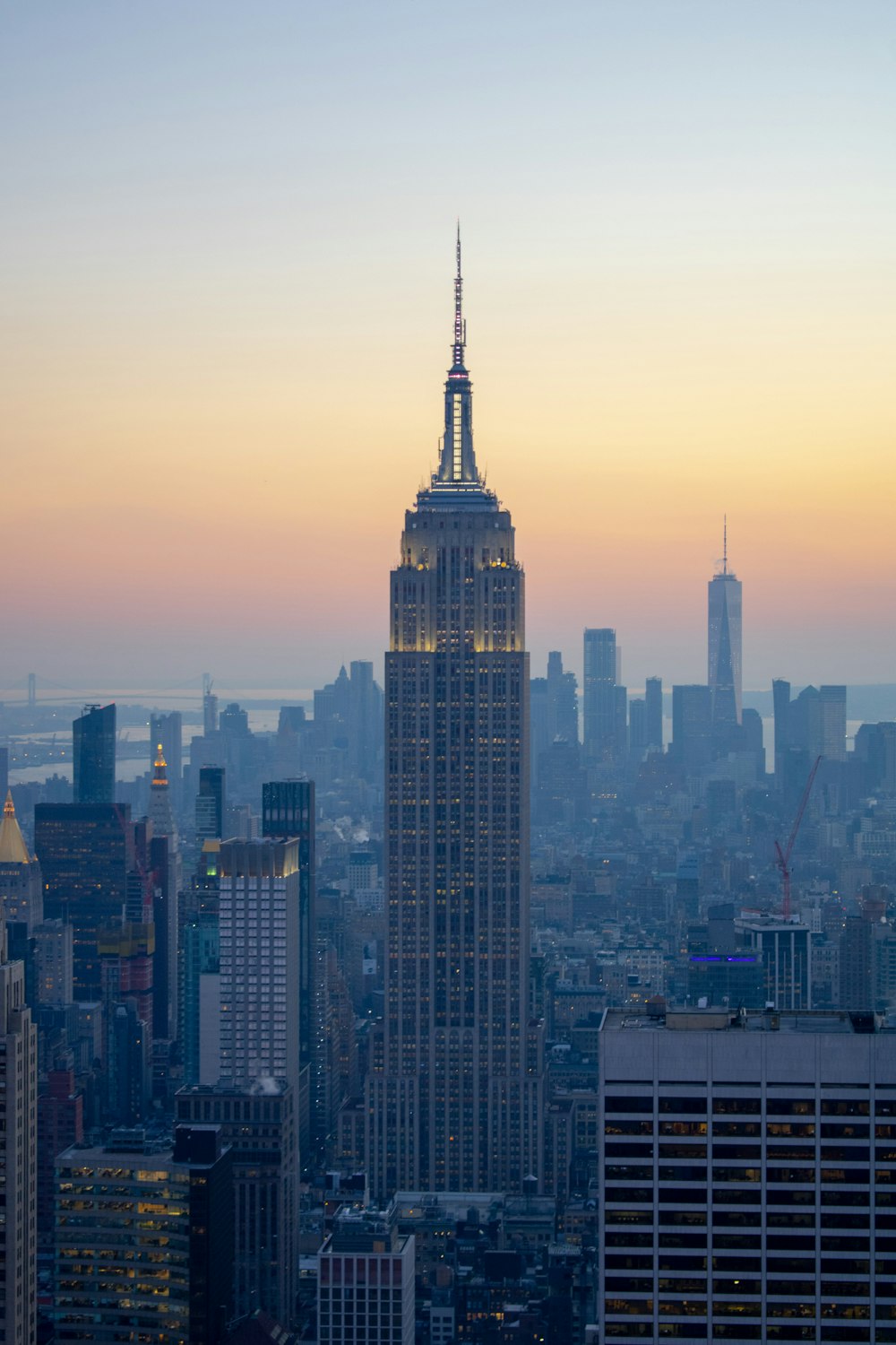 aerial view of highrise building during sunset