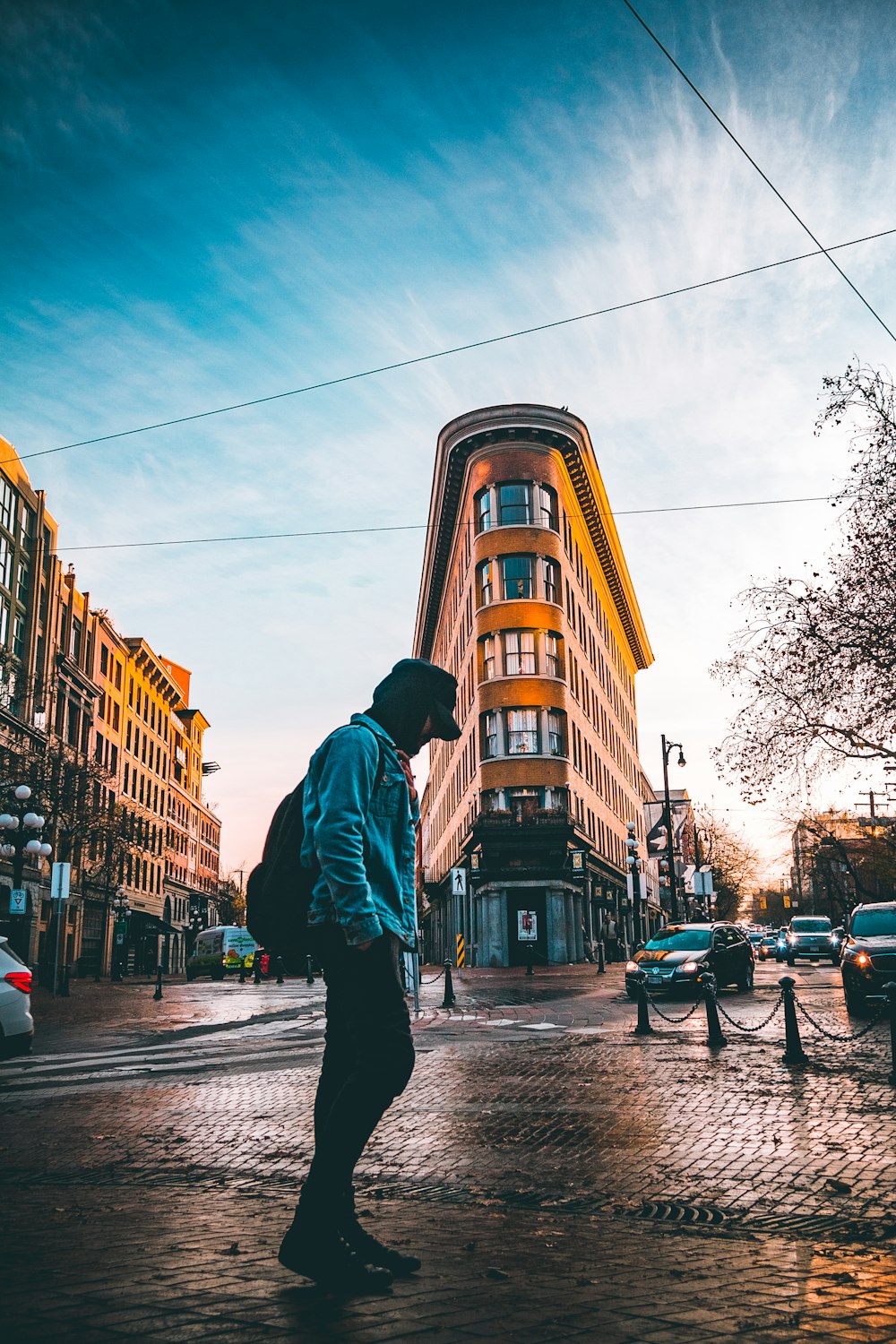 person walking on sidewalk