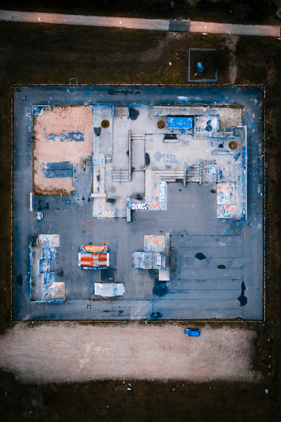 aerial photograph of skate park during daytime