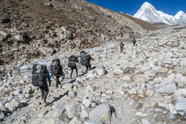 People Trekking in Himalayas