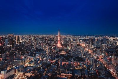 city during nighttime tokyo google meet background
