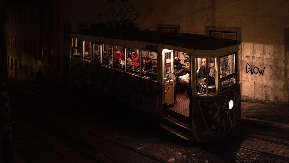 people riding train