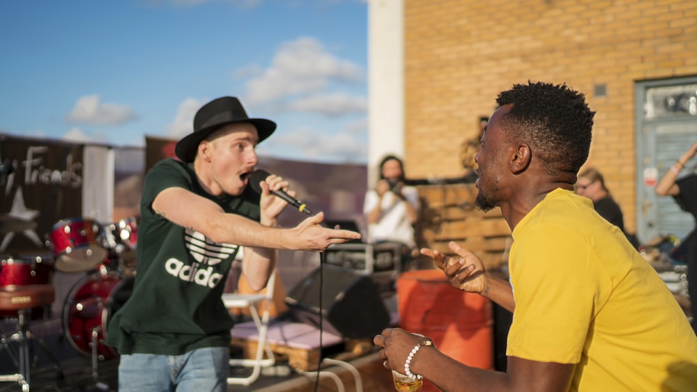 man holding microphone