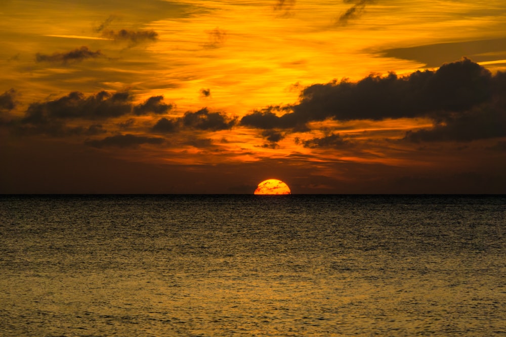 calm sea during golden hour