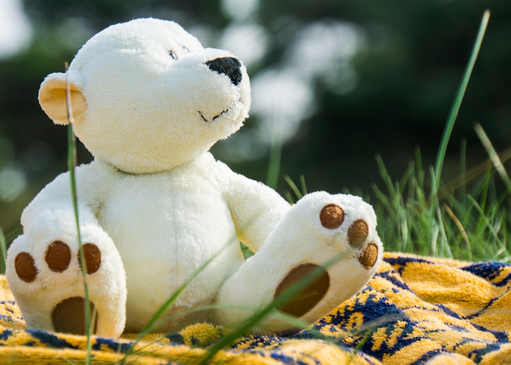 Juguete de peluche de oso blanco