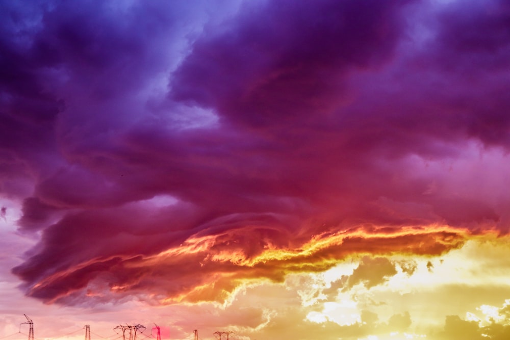 yellow and purple clouds