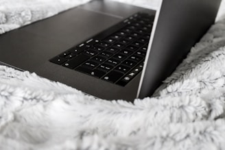 A technician repairing a laptop in a cozy home environment.