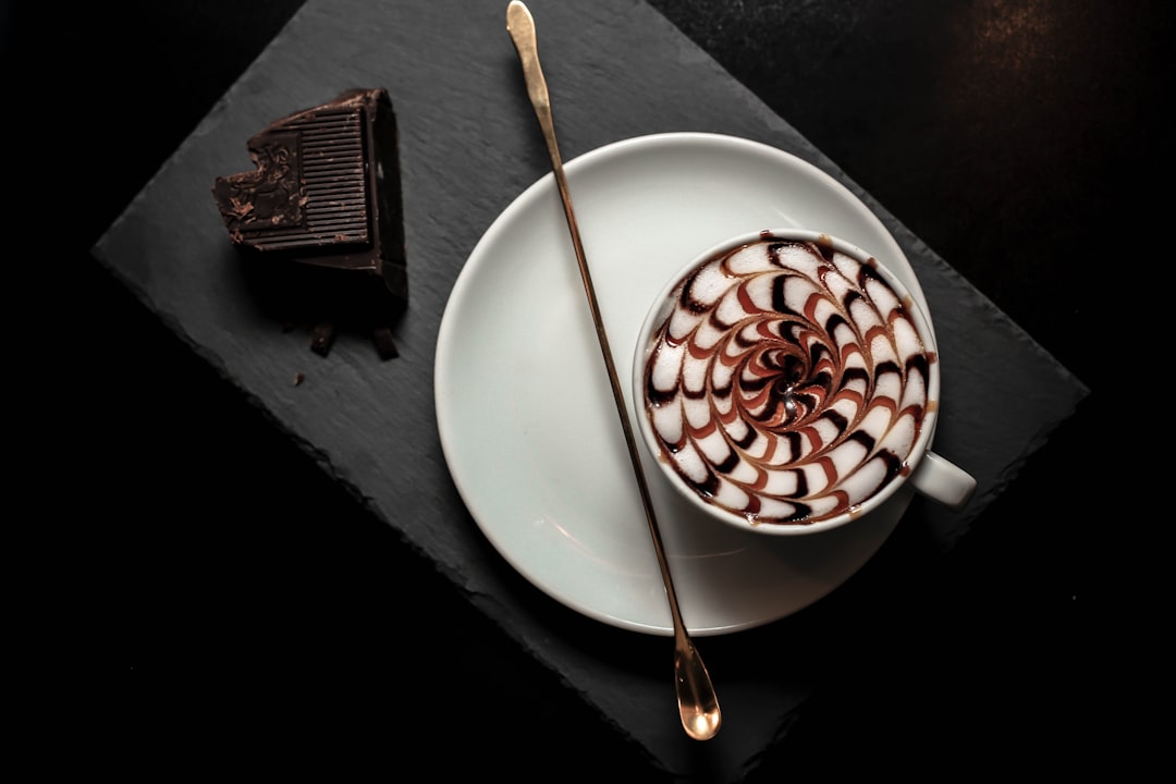 cappuccino on white ceramic plate