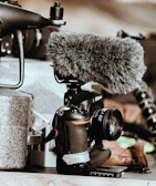 Close-up of a high-end camera and microphone setup used by a content creator.