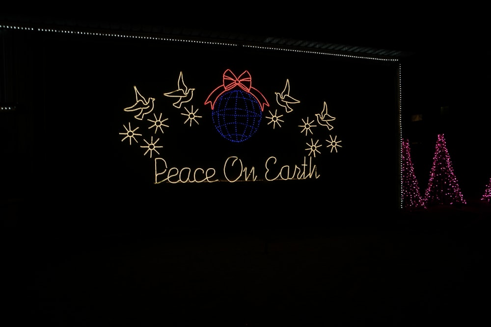 peace on earth neon signage